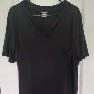 Torrid Short Sleeve T-Shirt Blouse with Cross Cut Detail